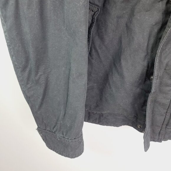 Levi's Men's Black Four-Pocket Washed Cotton Hooded Military Jacket Size S - Picture 3 of 6